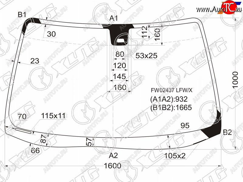 10 549 р. Стекло лобовое (Датчик дождя) Acura MDX 00-06  Honda MDX 03-06 XYG FW02437 LFW/X  с доставкой в г. Воронеж