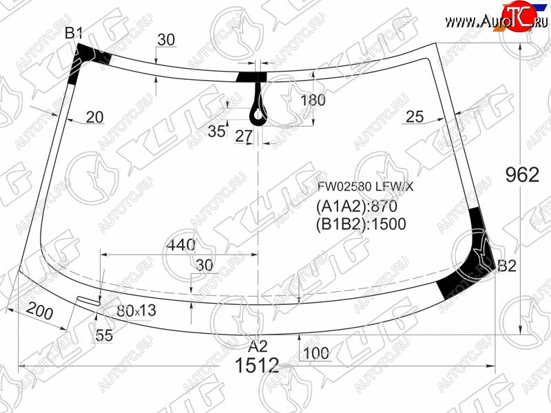 7 799 р. Стекло лобовое (Датчик дождя) Audi A3 03-13  S3 08-12 XYG FW02580 LFW/X  с доставкой в г. Воронеж