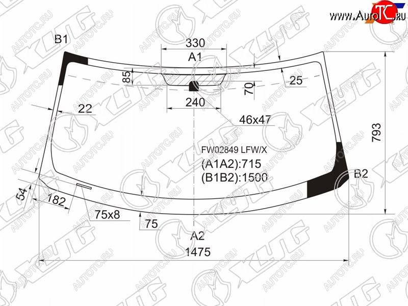 5 999 р. Стекло лобовое Scion xB 07-15  Toyota Corolla Rumion 07-15 XYG FW02849 LFW/X  с доставкой в г. Воронеж