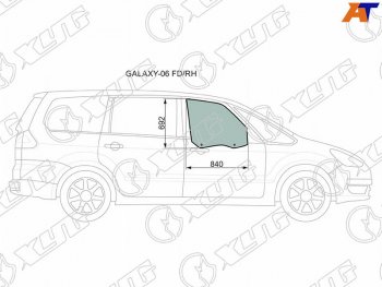 2 759 р. Стекло боковое опускное (Спереди Справа Цвет зеленый) Ford Galaxy 06-15 XYG GALAXY-06 FD/RH  с доставкой в г. Воронеж. Увеличить фотографию 1