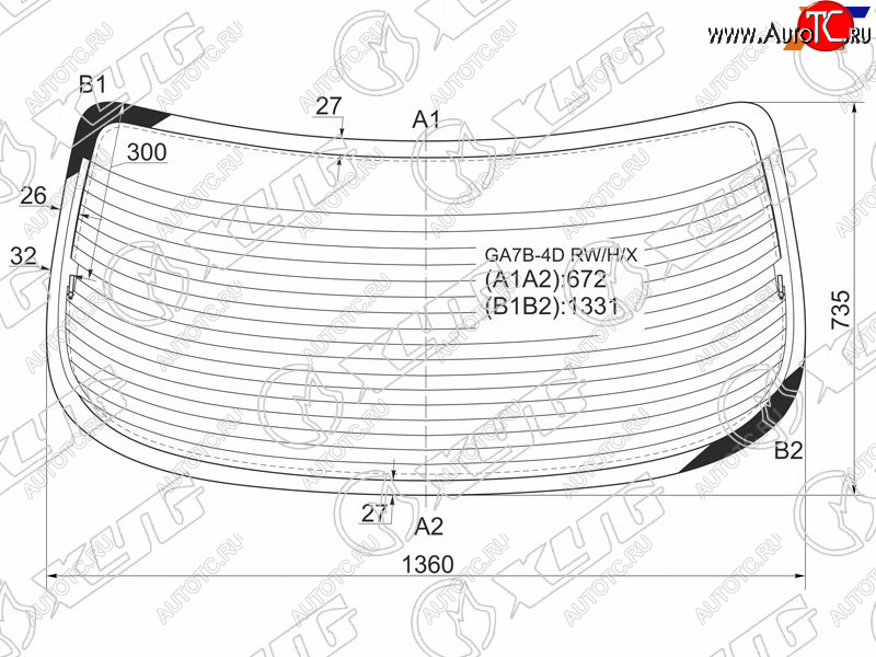 4 999 р. Стекло заднее (Цвет зеленый Обогрев 4D SED) Mazda 626 92-97  Cronos 91-95  Efini MS-6 91-94 XYG GA7B-4D RW/H/X  с доставкой в г. Воронеж