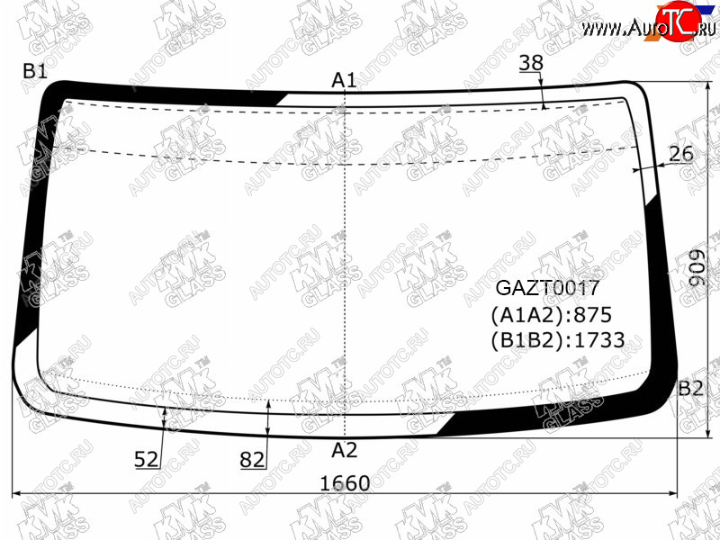 5 699 р. Стекло лобовое ГАЗ Баргузин 96-  Валдай 96-  Газель 96-  Соболь 96-                               KMK GAZT0017  с доставкой в г. Воронеж