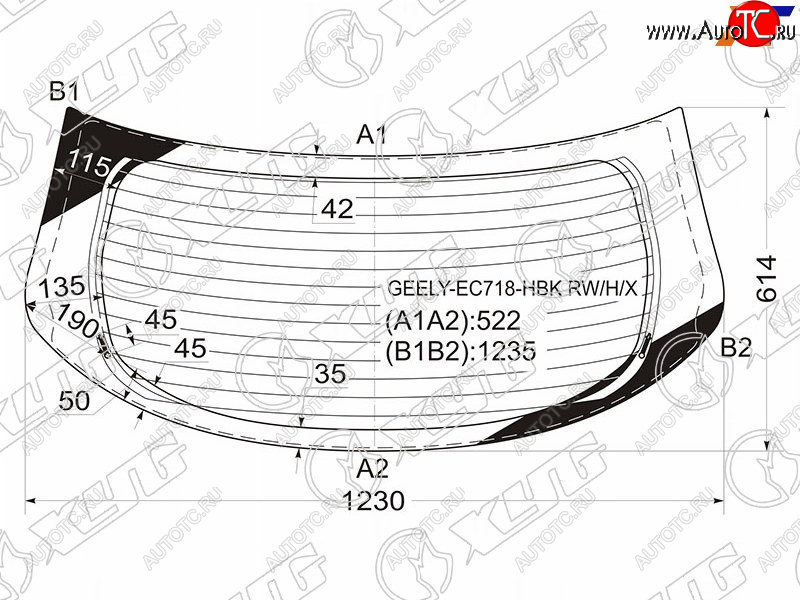 10 999 р. Стекло заднее (Цвет зеленый Обогрев) Geely Emgrand EC7 09-17 XYG GEELY-EC718-HBK RW/H/X  с доставкой в г. Воронеж