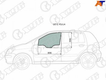 2 789 р. Стекло боковое опускное (Спереди Слева Цвет зеленый) Hyundai Getz 02-11  Click 02-11              XYG GETZ FD/LH  с доставкой в г. Воронеж. Увеличить фотографию 1