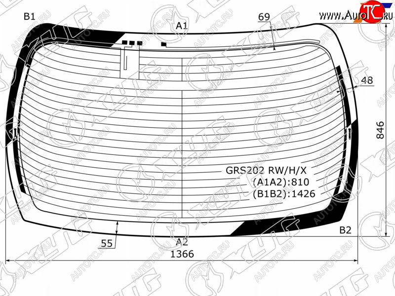 12 799 р. Стекло заднее (Цвет зеленый Обогрев Антенна) Toyota Crown 08-12 XYG GRS202 RW/H/X  с доставкой в г. Воронеж