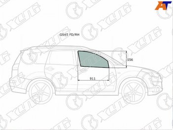 2 789 р. Стекло боковое опускное (Спереди Справа Цвет зеленый) Mitsubishi Outlander 05-12  Citroen C-Cross XYG GS45 FD/RH  с доставкой в г. Воронеж. Увеличить фотографию 1