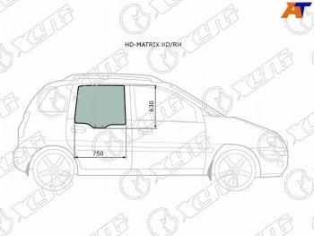 2 789 р. Стекло боковое опускное (Сзади Справа Цвет зеленый) Hyundai Lavita 01-07  Matrix 01-10 XYG HD-MATRIX RD/RH  с доставкой в г. Воронеж. Увеличить фотографию 1