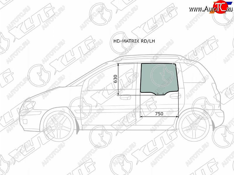 2 789 р. Стекло боковое опускное (Сзади Слева Цвет зеленый) Hyundai Lavita 01-07  Matrix 01-10             XYG HD-MATRIX RD/LH  с доставкой в г. Воронеж