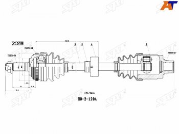 9 199 р. Привод в сборе FR LH HONDA CR-V RD1 96-99(без подвесного подшипника) SAT HO-5-120A  с доставкой в г. Воронеж. Увеличить фотографию 1