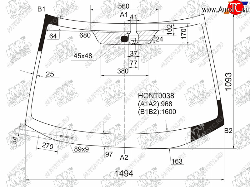 4 799 р. Стекло лобовое + дд HONDA CR-V 06-12                                                                 KMK HONT0038  с доставкой в г. Воронеж