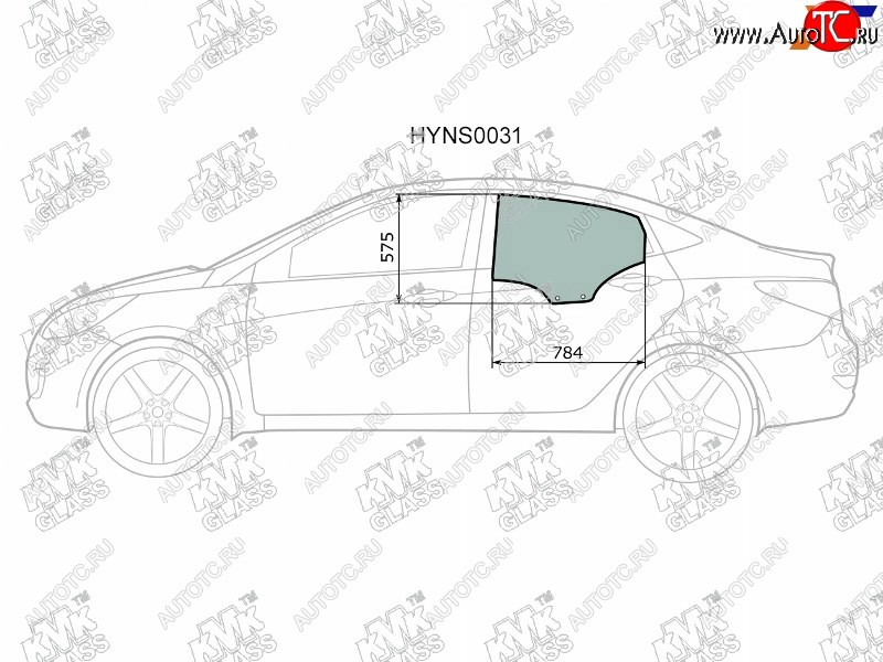 2 199 р. Стекло боковое опускное (Сзади Слева Цвет зеленый) Hyundai Solaris 10-17  Accent 11-17            KMK HYNS0031  с доставкой в г. Воронеж