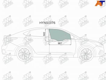 2 399 р. Стекло боковое опускное (Спереди Справа Цвет зеленый) Hyundai Solaris 17-20  Accent 17-22 KMK HYNS0076  с доставкой в г. Воронеж. Увеличить фотографию 1