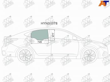 2 569 р. Стекло боковое опускное (Сзади Справа Цвет зеленый) Hyundai Solaris 17-20  Accent 17-22           KMK HYNS0078  с доставкой в г. Воронеж. Увеличить фотографию 1