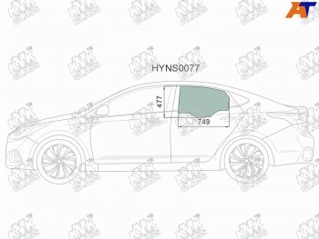2 569 р. Стекло боковое опускное (Сзади Слева Цвет зеленый) Hyundai Solaris 17-20  Accent 17-22            KMK HYNS0077  с доставкой в г. Воронеж. Увеличить фотографию 1
