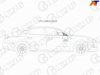 1 299 р. Стекло форточки (Спереди Справа Цвет зеленый) Hyundai Sonata 19-23 XYG HYU-DN8 FV/RH/X  с доставкой в г. Воронеж. Увеличить фотографию 1