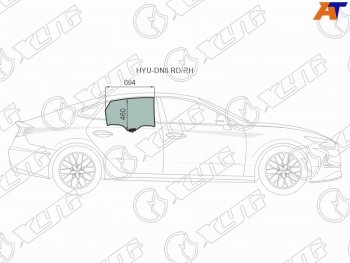 3 399 р. Стекло боковое опускное (Сзади Справа Цвет зеленый Крепления) Hyundai Sonata 19- XYG HYU-DN8 RD/RH  с доставкой в г. Воронеж. Увеличить фотографию 1