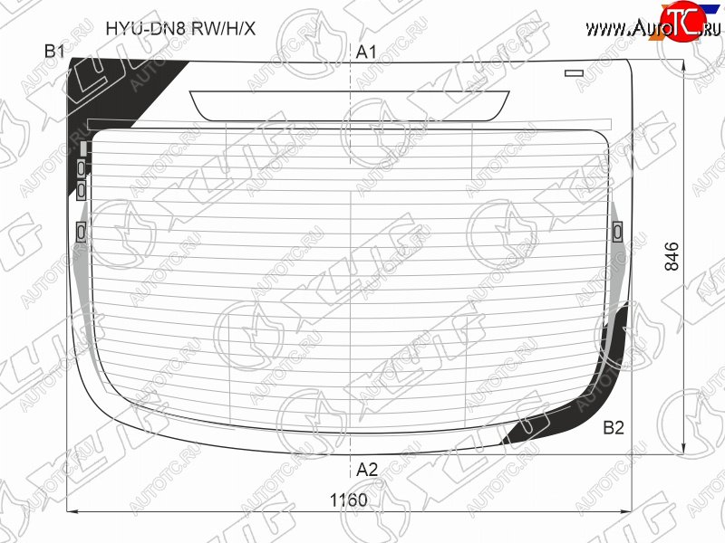 13 749 р. Стекло заднее (Цвет зеленый Обогрев Антенна) Hyundai Sonata 19-23 XYG HYU-DN8 RW/H/X  с доставкой в г. Воронеж