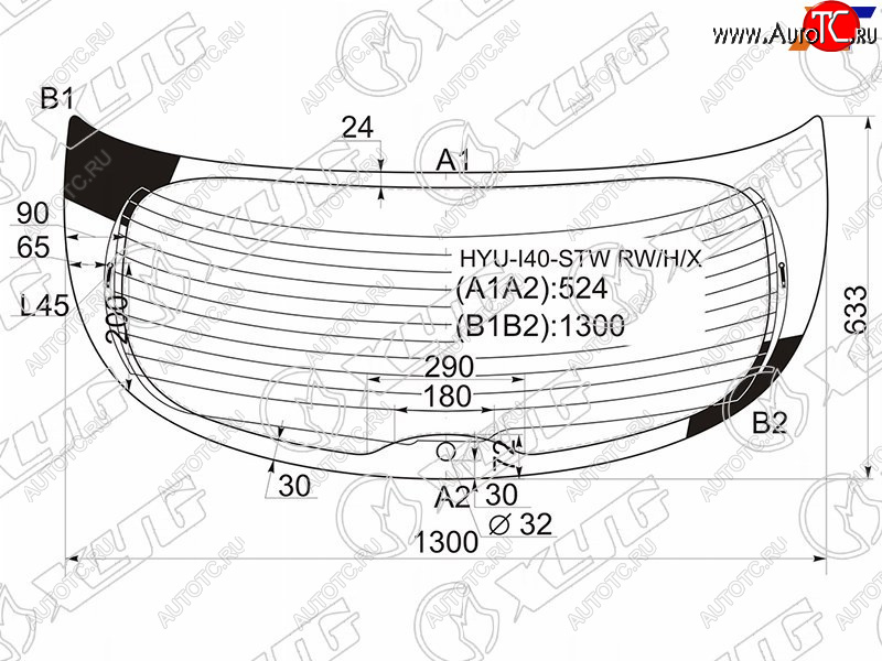 14 999 р. Стекло заднее (Цвет зеленый Обогрев 5D WGN) Hyundai i40 11-17 XYG HYU-I40-STW RW/H/X  с доставкой в г. Воронеж