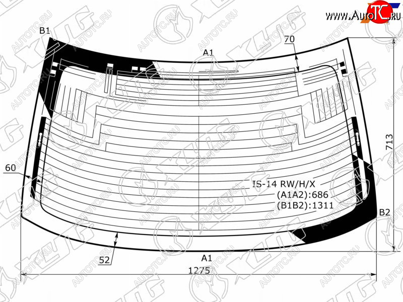 10 249 р. Стекло заднее (Цвет зеленый Обогрев Антенна) Lexus IS 13-20 XYG IS-14 RW/H/X  с доставкой в г. Воронеж