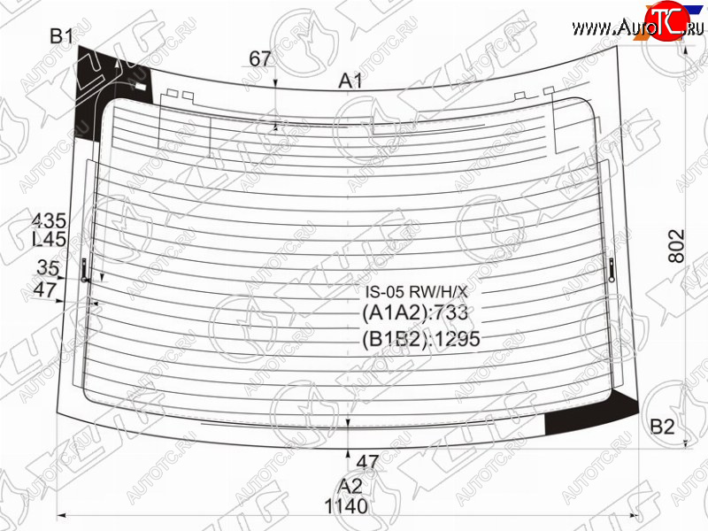 10 999 р. Стекло заднее (Цвет зеленый Обогрев Антенна 4D SED) Lexus IS 05-16  IS F 07-14 XYG IS-05 RW/H/X  с доставкой в г. Воронеж