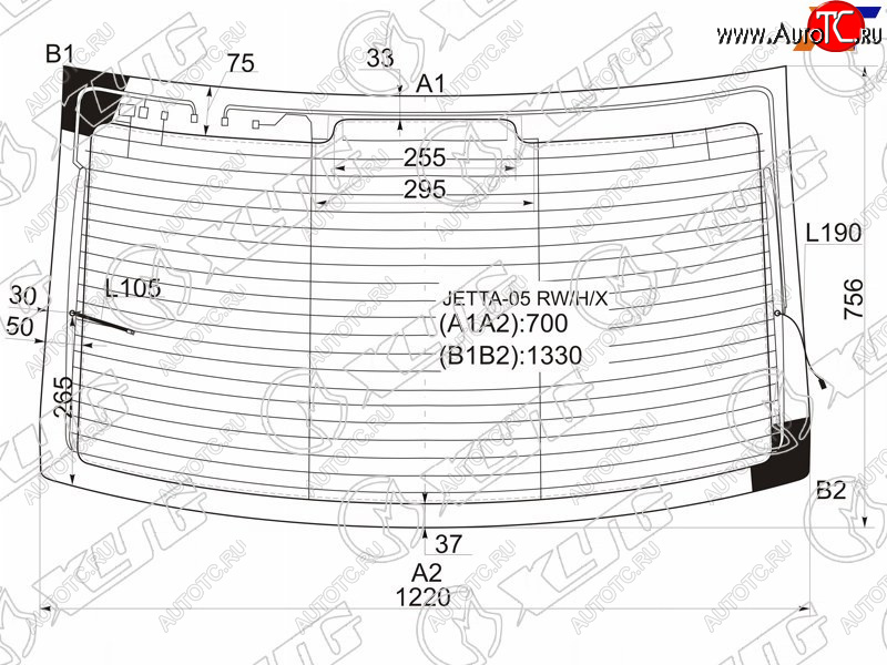9 749 р. Стекло заднее (Цвет зеленый Обогрев Антенна 4D SED) Volkswagen Jetta 05-10 XYG JETTA-05 RW/H/X  с доставкой в г. Воронеж