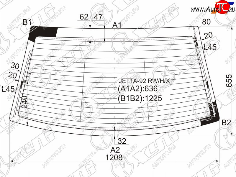 4 999 р. Стекло заднее (Цвет зеленый Обогрев Антенна) Volkswagen Jetta 91-98  Vento 92-95 XYG JETTA-92 RW/H/X  с доставкой в г. Воронеж