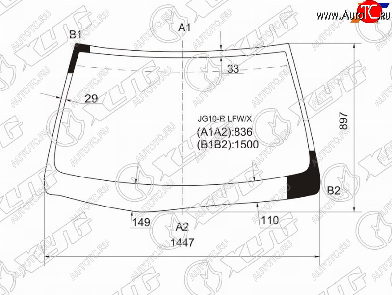 7 999 р. Стекло лобовое TOYOTA BREVIS 01-07 XYG JG10-R LFW/X  с доставкой в г. Воронеж