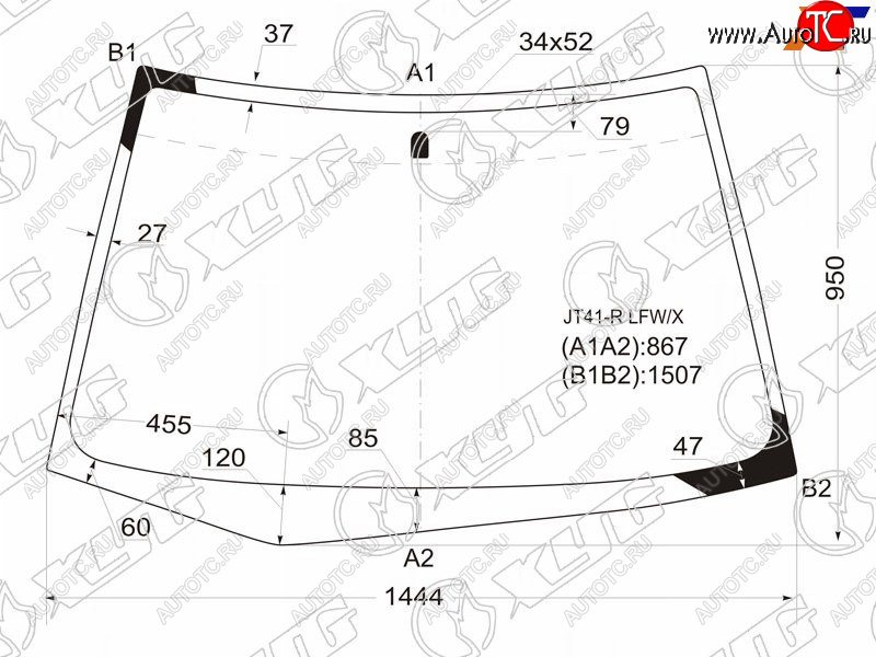 5 999 р. Стекло лобовое Mitsubishi Lancer 02-10  Lancer Cedia 00-03  Lancer Evolution 01-08 XYG JT41-R LFW/X  с доставкой в г. Воронеж
