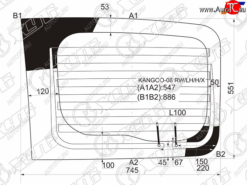 6 899 р. Стекло заднее (Цвет зеленый Обогрев) Renault Kangoo 08-16 XYG KANGOO-08 RW/LH/H/X  с доставкой в г. Воронеж