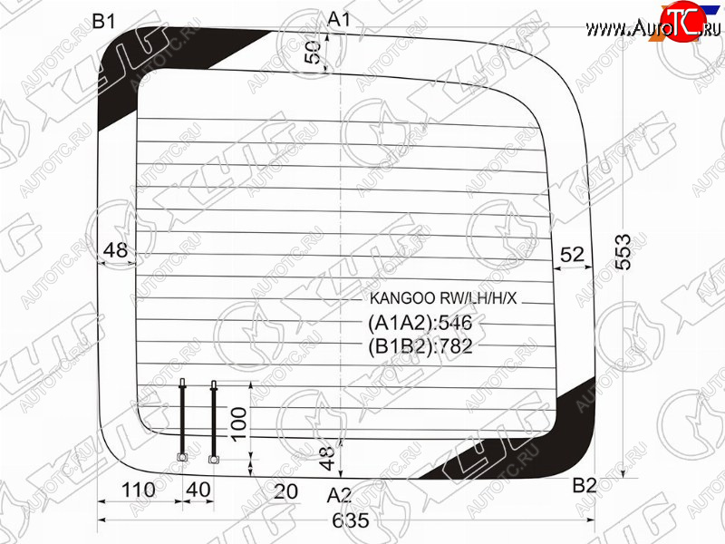 5 749 р. Стекло заднее (Цвет зеленый Обогрев) Renault Kangoo 97-07 XYG KANGOO RW/LH/H/X  с доставкой в г. Воронеж