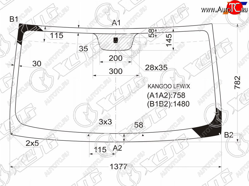4 999 р. Стекло лобовое RENAULT KANGOO 97-07 XYG KANGOO LFW/X  с доставкой в г. Воронеж