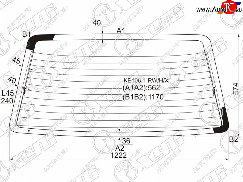 7 999 р. Стекло заднее (Цвет зеленый Обогрев Фонари хрусталь) Toyota Corolla (E100) 91-02  Sprinter 93-02 XYG KE106-1 RW/H/X  с доставкой в г. Воронеж