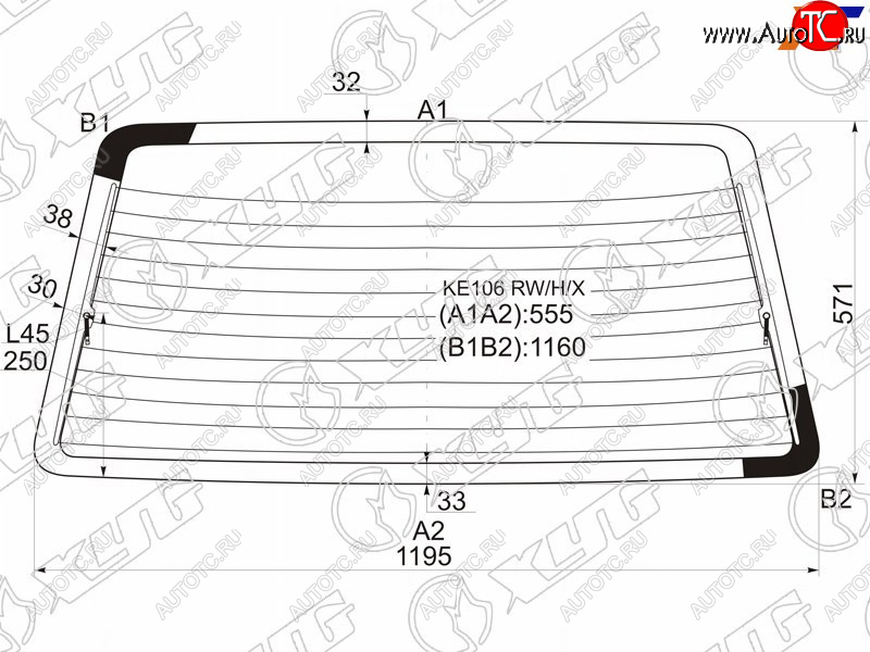 7 999 р. Стекло заднее (Цвет зеленый Обогрев 5D WGN) Toyota Corolla (E100) 91-02  Sprinter 93-02 XYG KE106 RW/H/X  с доставкой в г. Воронеж