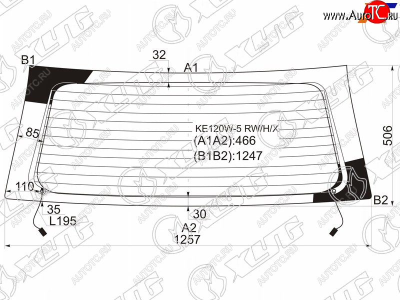 8 349 р. Стекло заднее (Цвет зеленый Обогрев 5D WGN) Toyota Corolla (E120) 00-07  Corolla Fielder (E120) 0 XYG KE120W-5 RW/H/X  с доставкой в г. Воронеж