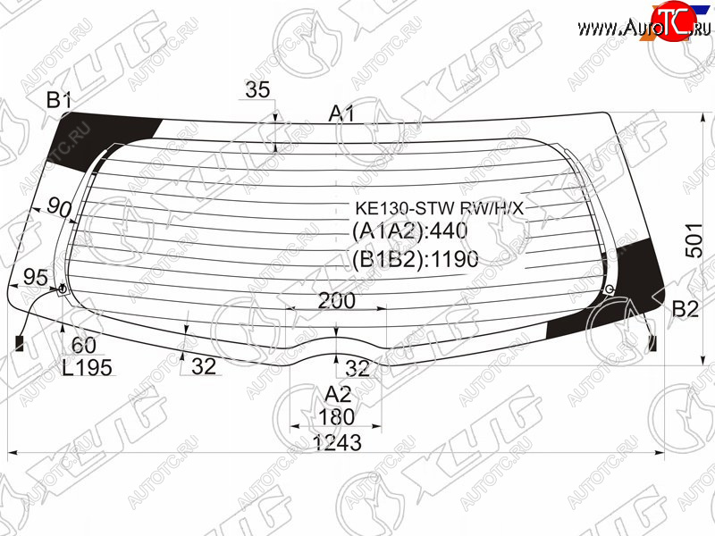 7 999 р. Стекло заднее (Цвет зеленый Обогрев) Toyota Corolla Fielder (E140) 06-12 XYG KE130-STW RW/H/X  с доставкой в г. Воронеж