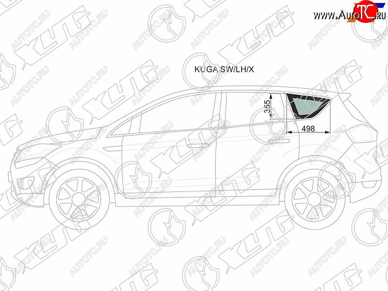 1 299 р. Стекло кузова боковое (не опускное) (Слева Цвет зеленый) Ford Kuga 08-13 XYG KUGA SW/LH/X  с доставкой в г. Воронеж