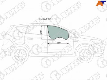3 079 р. Стекло боковое опускное (Спереди Справа Цвет зеленый) Ford Kuga 08-13 XYG KUGA FD/RH  с доставкой в г. Воронеж. Увеличить фотографию 1