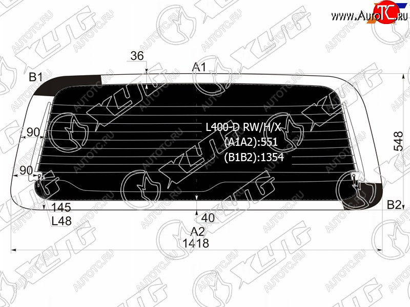 8 499 р. Стекло заднее (Затемненное Обогрев) Mitsubishi Delica 94-07  L400 94-06  Space Gear 94-07 XYG L400-D RW/H/X  с доставкой в г. Воронеж