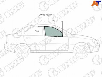 2 599 р. Стекло боковое опускное (Спереди Справа Цвет зеленый) Chevrolet Lanos 05-09  Daewoo Lanos 97-08  XYG LANOS FD/RH  с доставкой в г. Воронеж. Увеличить фотографию 1