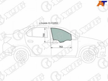 2 599 р. Стекло боковое опускное (Спереди Справа Цвет зеленый) Renault Logan 14-22  Sandero 14-22  Dacia XYG LOGAN-13 FD/RH  с доставкой в г. Воронеж. Увеличить фотографию 1