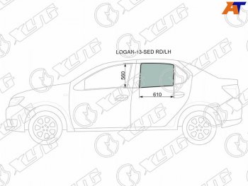 2 599 р. Стекло боковое опускное (Сзади Слева Цвет зеленый) Renault Logan 14-22  Sandero 14-22  Dacia Log XYG LOGAN-13-SED RD/LH  с доставкой в г. Воронеж. Увеличить фотографию 2