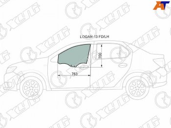 2 599 р. Стекло боковое опускное (Спереди Слева Цвет зеленый) Renault Logan 14-22  Sandero 14-22  Dacia L XYG LOGAN-13 FD/LH  с доставкой в г. Воронеж. Увеличить фотографию 1