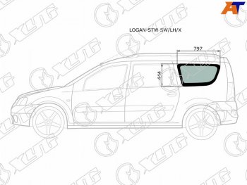 2 599 р. Стекло кузова боковое (не опускное) (Слева Цвет зеленый) Dacia Logan 04-08  Logan Mcv 08-12  LADA XYG LOGAN-STW SW/LH/X  с доставкой в г. Воронеж. Увеличить фотографию 3