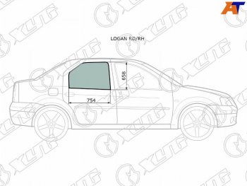 2 569 р. Стекло боковое опускное (Сзади Справа Цвет зеленый) XYG LOGAN RD/RH  с доставкой в г. Воронеж. Увеличить фотографию 1