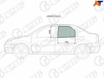 2 569 р. Стекло боковое опускное (Сзади Слева Цвет зеленый) Renault Logan 04-16  Dacia Logan 04-08 XYG LOGAN RD/LH  с доставкой в г. Воронеж. Увеличить фотографию 1