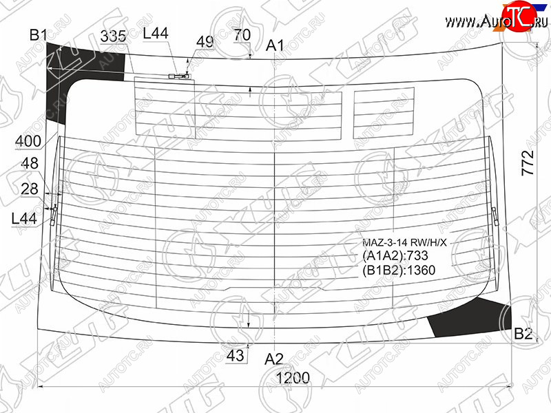 7 999 р. Стекло заднее (Цвет зеленый Обогрев Антенна 4D SED) Mazda 3 13-19  Axela 13-19 XYG MAZ-3-14 RW/H/X  с доставкой в г. Воронеж