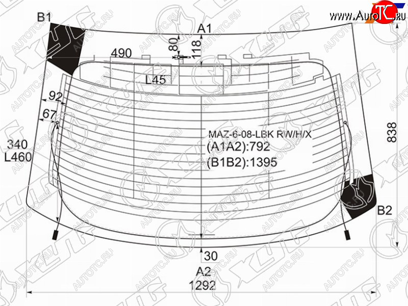 10 249 р. Стекло заднее с обогревом MAZDA 6ATENZA 5D HBK 08-12                                                XYG MAZ-6-08-LBK RW/H/X  с доставкой в г. Воронеж