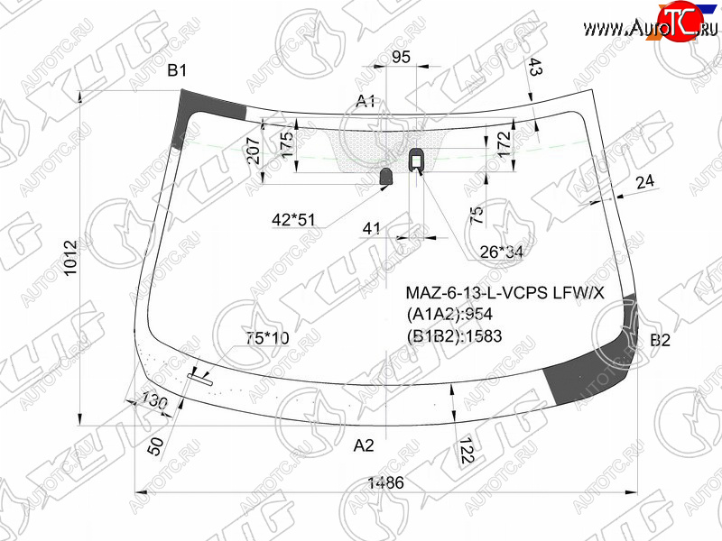 7 199 р. Стекло лобовое (Датчик дождя) Mazda 6 12- XYG MAZ-6-13-L-VCPS LFW/X  с доставкой в г. Воронеж