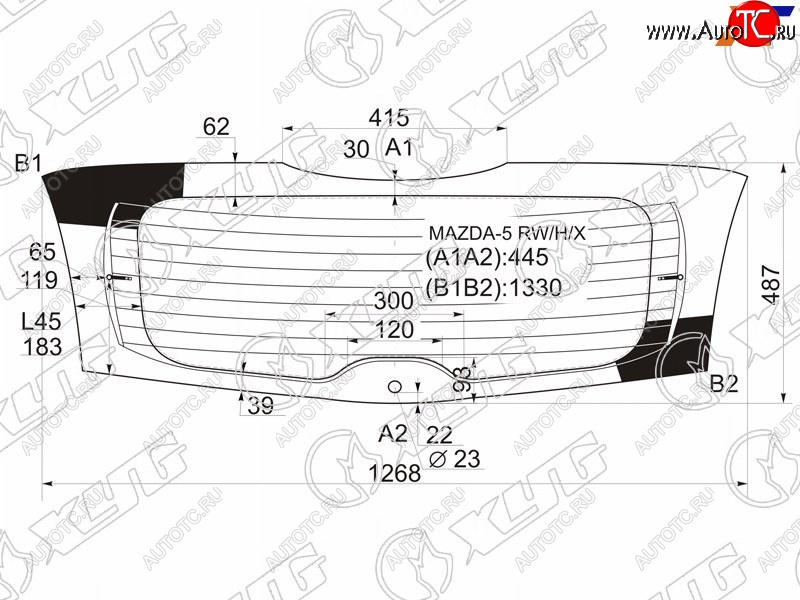 8 499 р. Стекло заднее (Цвет зеленый Обогрев) Mazda 5 04-11  Premacy 05-10 XYG MAZDA-5 RW/H/X  с доставкой в г. Воронеж