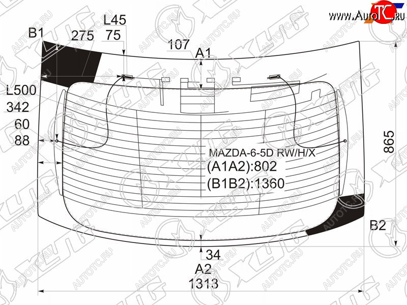10 999 р. Стекло заднее (Цвет зеленый Обогрев) Mazda 6 02-08  Atenza 02-07 XYG MAZDA-6-5D RW/H/X  с доставкой в г. Воронеж